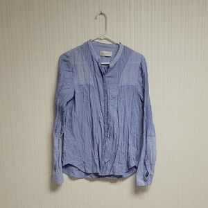 A.L.C. Light Blue Casual Button Down Shirt, Women's Medium Cotton Italy